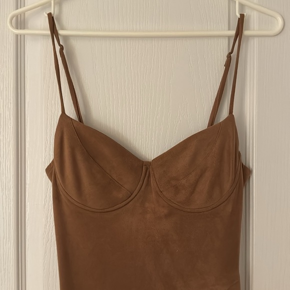 Akira Chicago Velour Coffee Dress - Picture 2 of 3